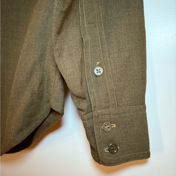 Vintage Men's Wool Green Army Style Button Up Shirt Size S - Picture 8 of 14